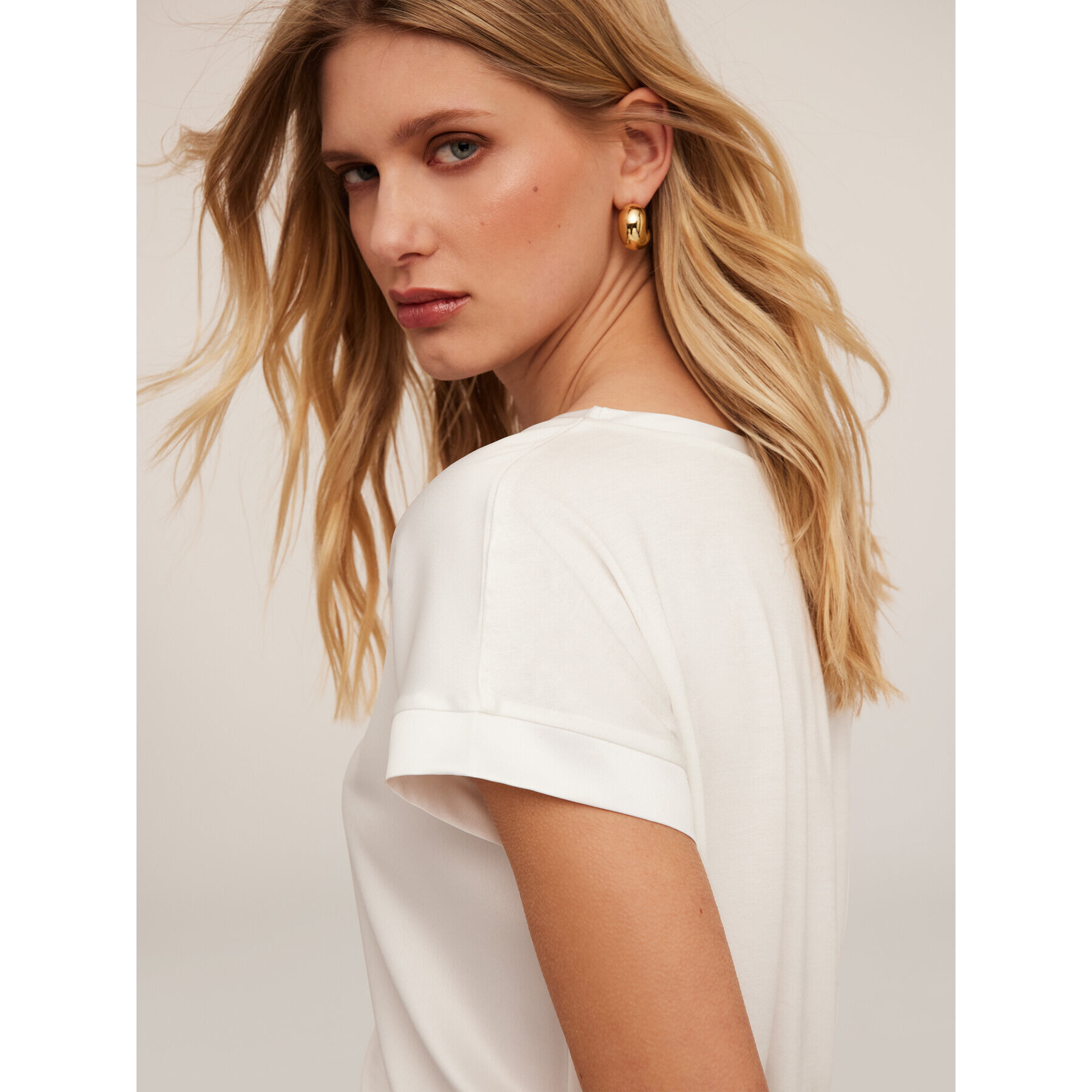 Motivi - T-shirt bimaterica - Bianco