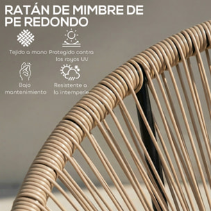 Conjunto de 2 Sillas Acapulco de Jardín de Ratán Sintético, Sillas de Jardín Exterior con Estructura de Acero Triangular, para Balcón, Terraza, Carga 120 kg, Natural