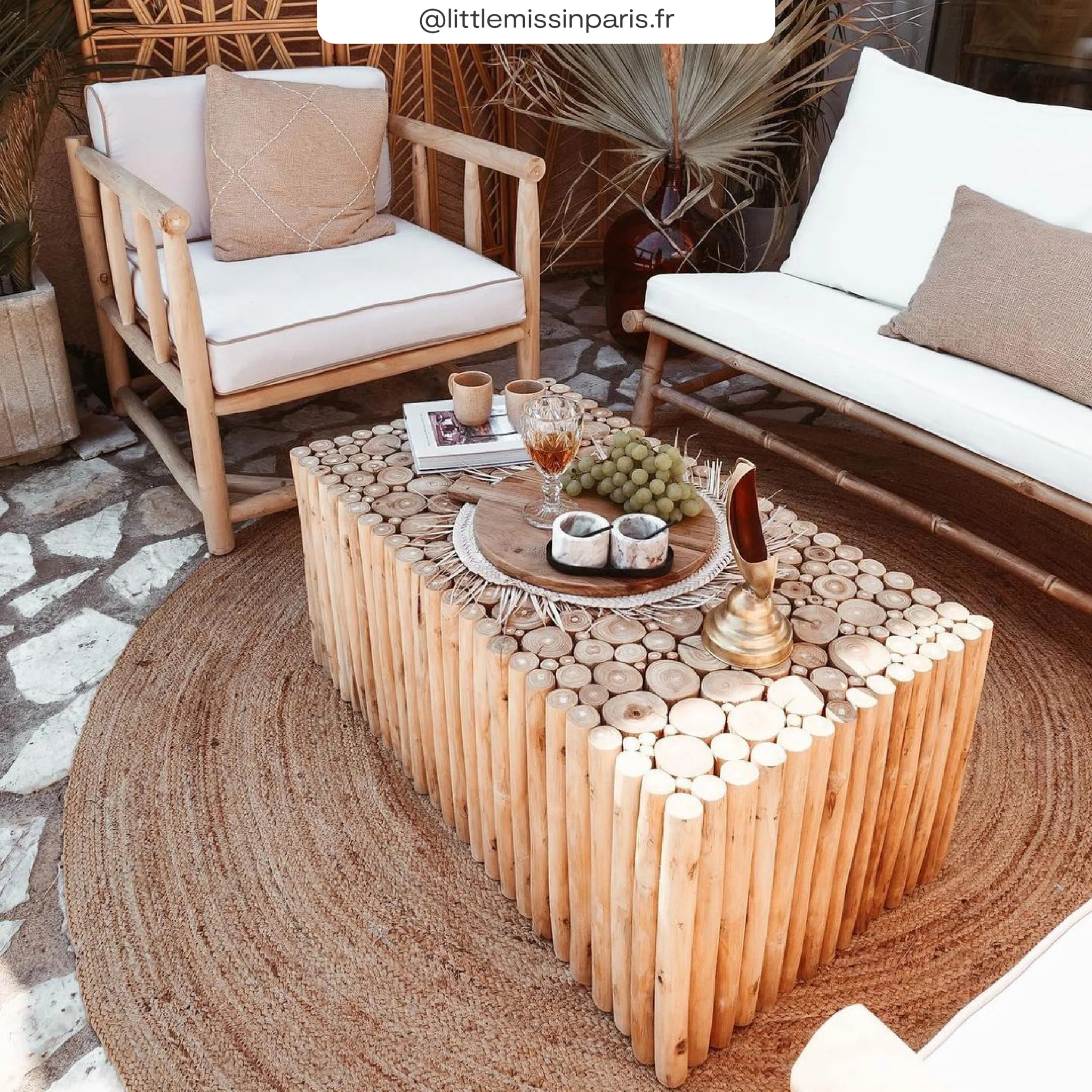 Table basse de jardin  rectangulaire 90x50cm en teck - Imani