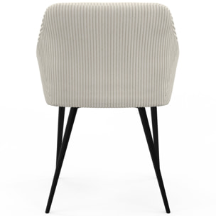 Chaises Jenny velours côtelé crème pieds métal - lot de 2