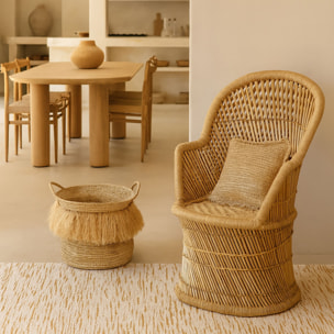 Panier à franges en raphia naturel avec anses 44cm LUYS