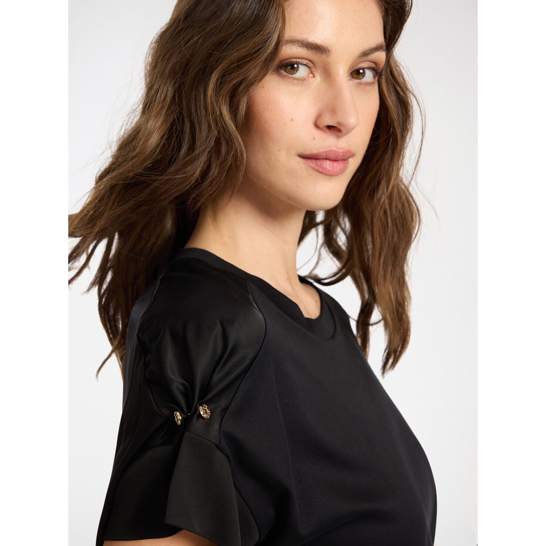 Elena Mirò - T-shirt cotone con applicazioni metalliche - Nero