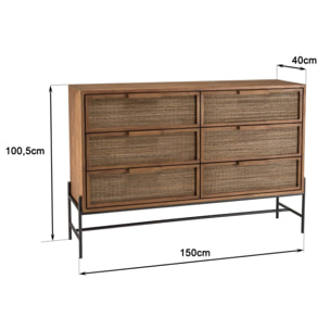 SIXTINE - Commode 6 tiroirs en bois de teck recyclé