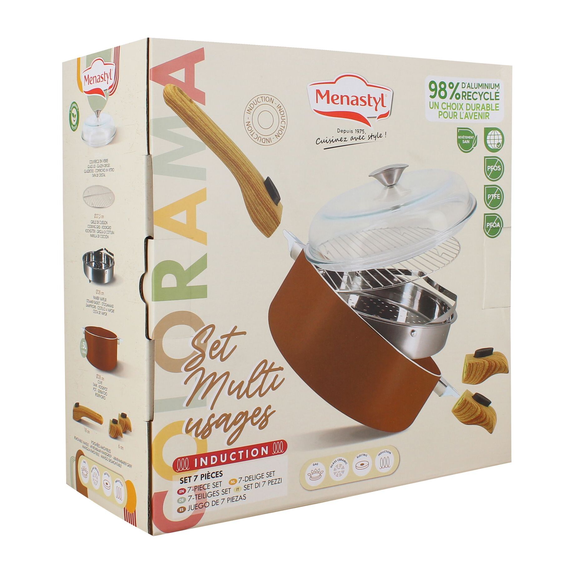 Poêle multifonction en revêtement céramique - tous feux COLORAMA