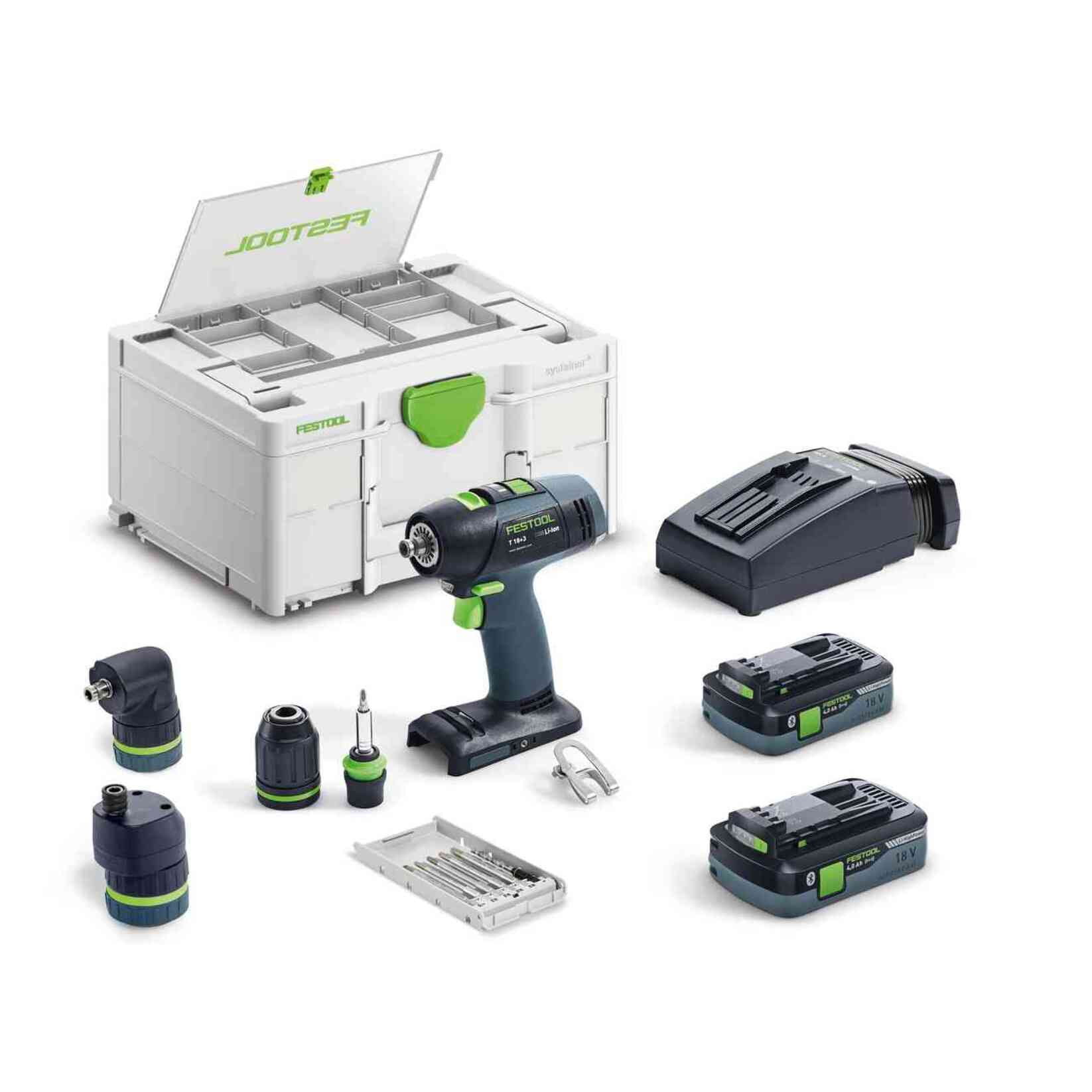 Perceuse-visseuse sans fil T 18+3 HPC 4,0 I-Set - FESTOOL - avec 2 batteries 18V 4.0 Ah - chargeur - accessoires - systainer - 577609