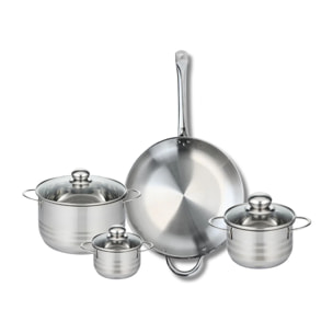 Ensemble de 1 Poêle de cuisson 32 cm et 3 faitouts 12, 16 et 20 cm Elo Profi Brillant