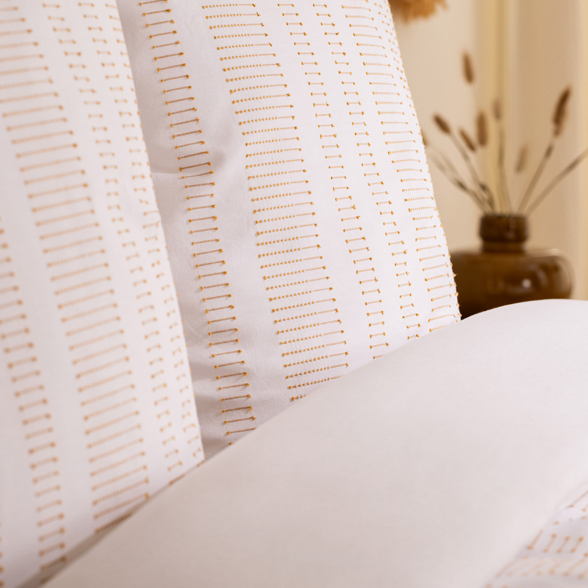 Parure de lit Isao coton blanc jaune 240x220cm