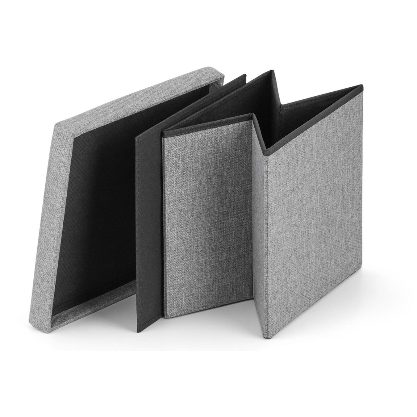 Pouf contenitore pieghevole Oskar in tessuto Oxford grigio