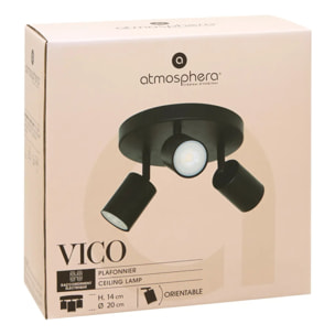 Plafonnier Vico noir 20x20cm