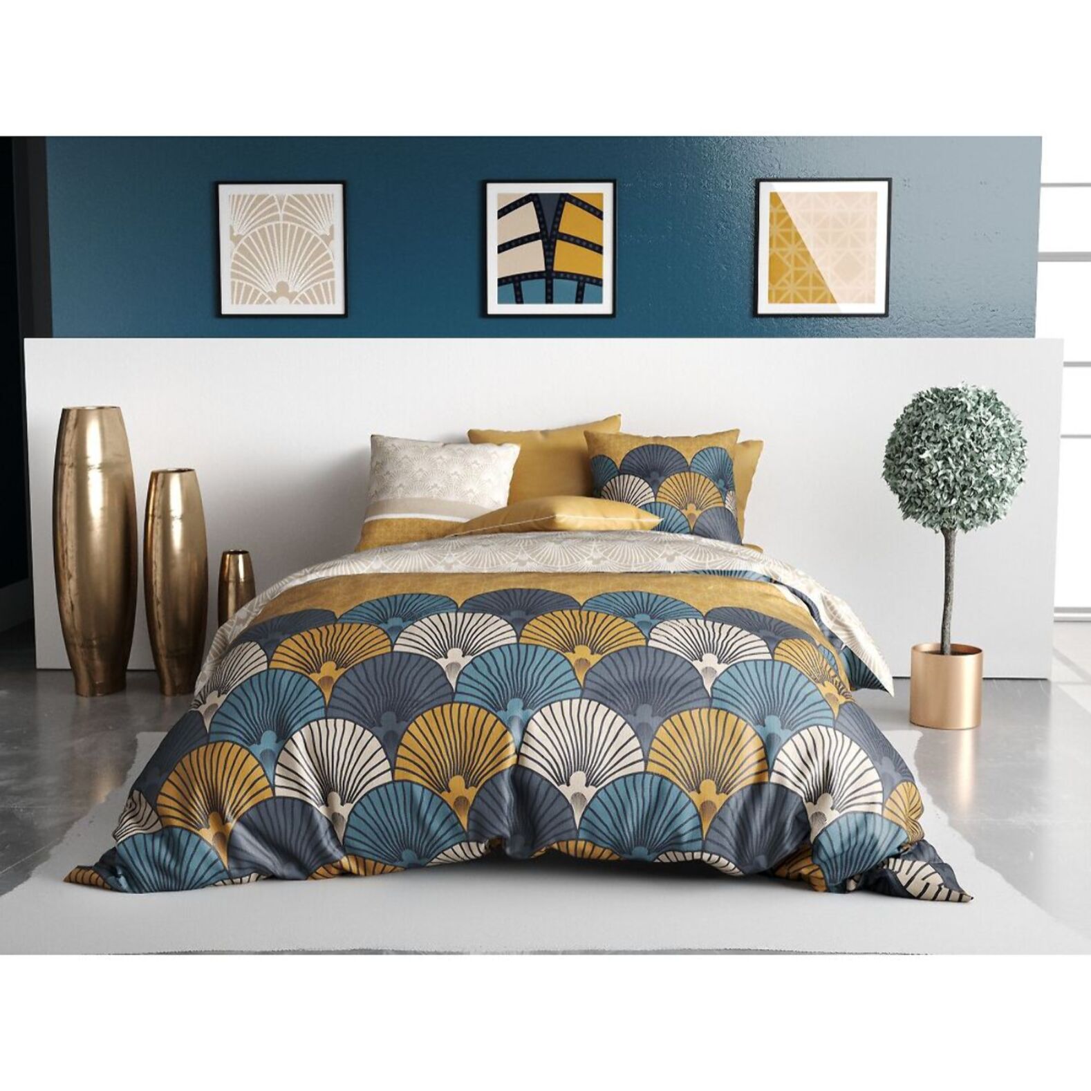 Parure Housse De Couette 3pcs 100% Coton 57 Fils Maka