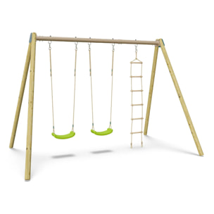 Balançoire double avec echelle de corde - Techwood Harmonie BLOU FUN - Aléo by Trigano
