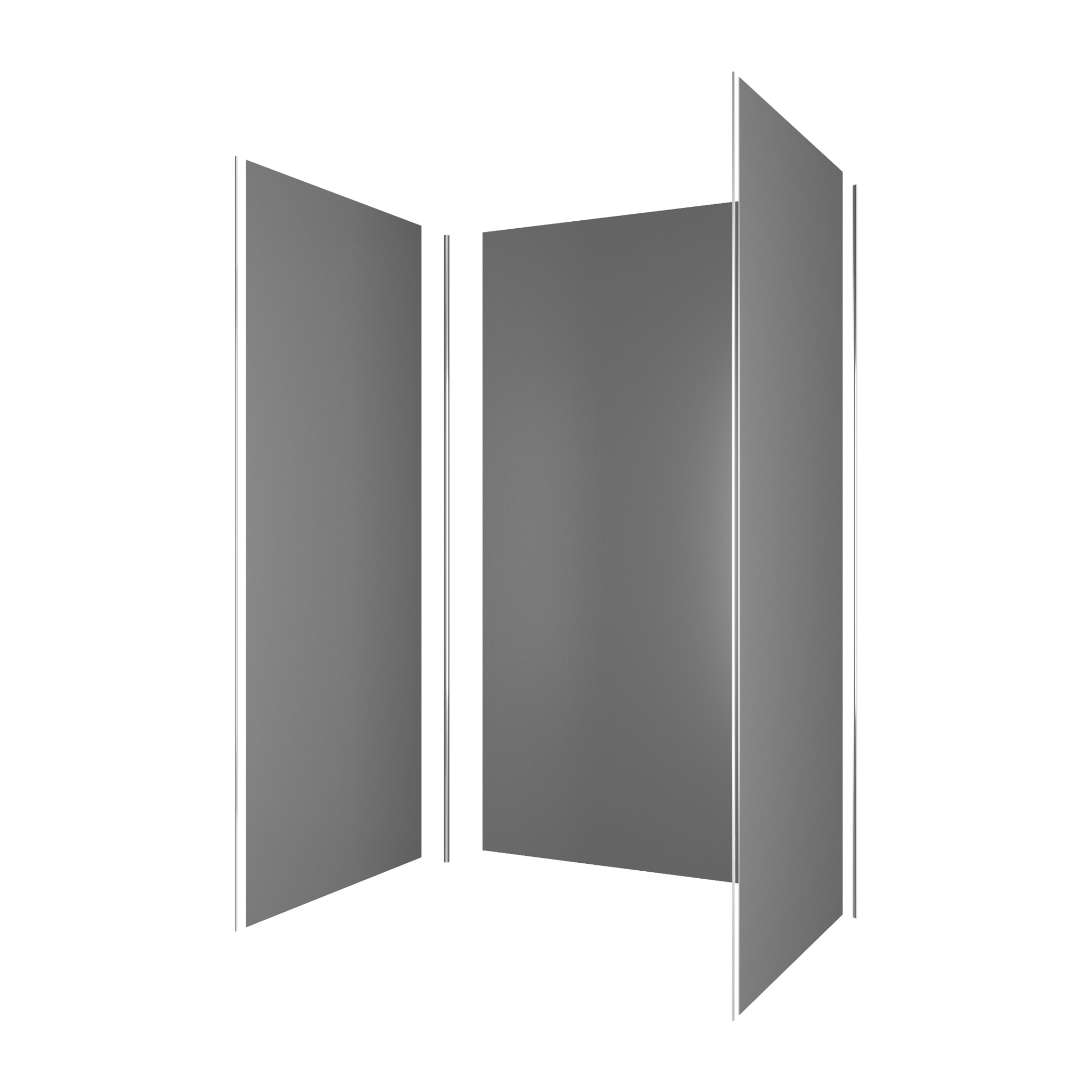 Pack de 3 Panneaux Muraux Aluminium GRIS 90/120/90x210 cm avec Profilés ANODISE BRILLANT - WALL'IT