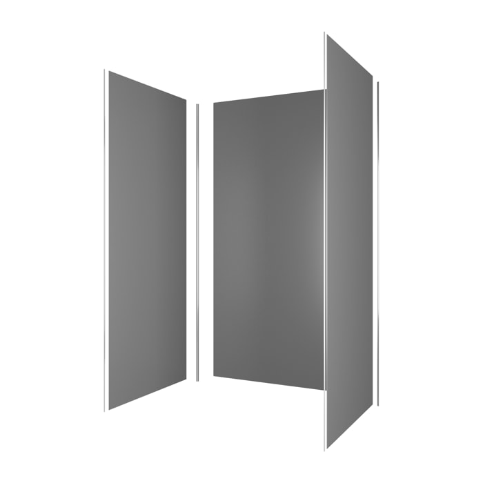 Pack de 3 Panneaux Muraux Aluminium GRIS 90/120/90x210 cm avec Profilés ANODISE BRILLANT - WALL'IT