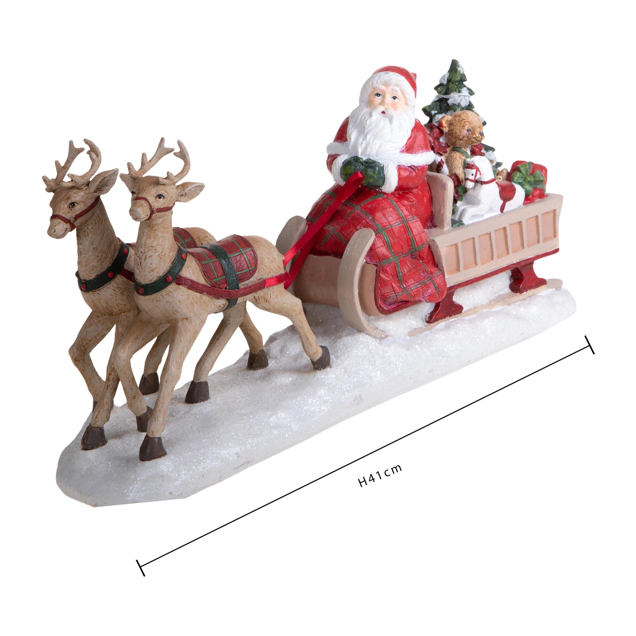 Babbo natale su slitta con daini - Pezzi 1 - ROSSO - Bianchi Dino SpA