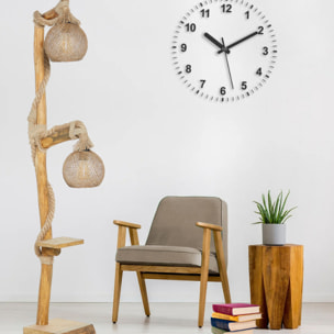 Lampadaire en bois et cordes avec rebord TEPIC