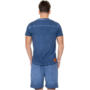 Camiseta de manga corta para hombre con efecto desgastado