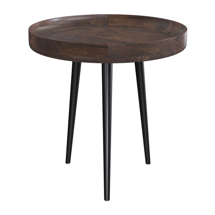 Table d'appoint ronde en bois de manguier foncé D40 cm - Palak