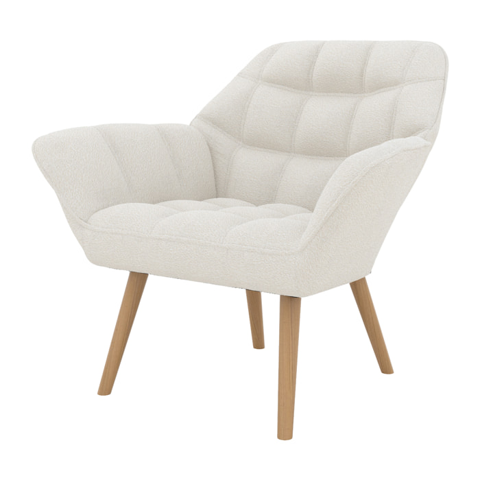 Fauteuil Simba en tissu bouclé blanc