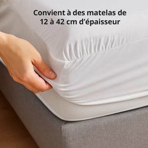 Parure de lit unie - taie 60x60 cm | 100 % polyester | Blanc | Douce et respirante