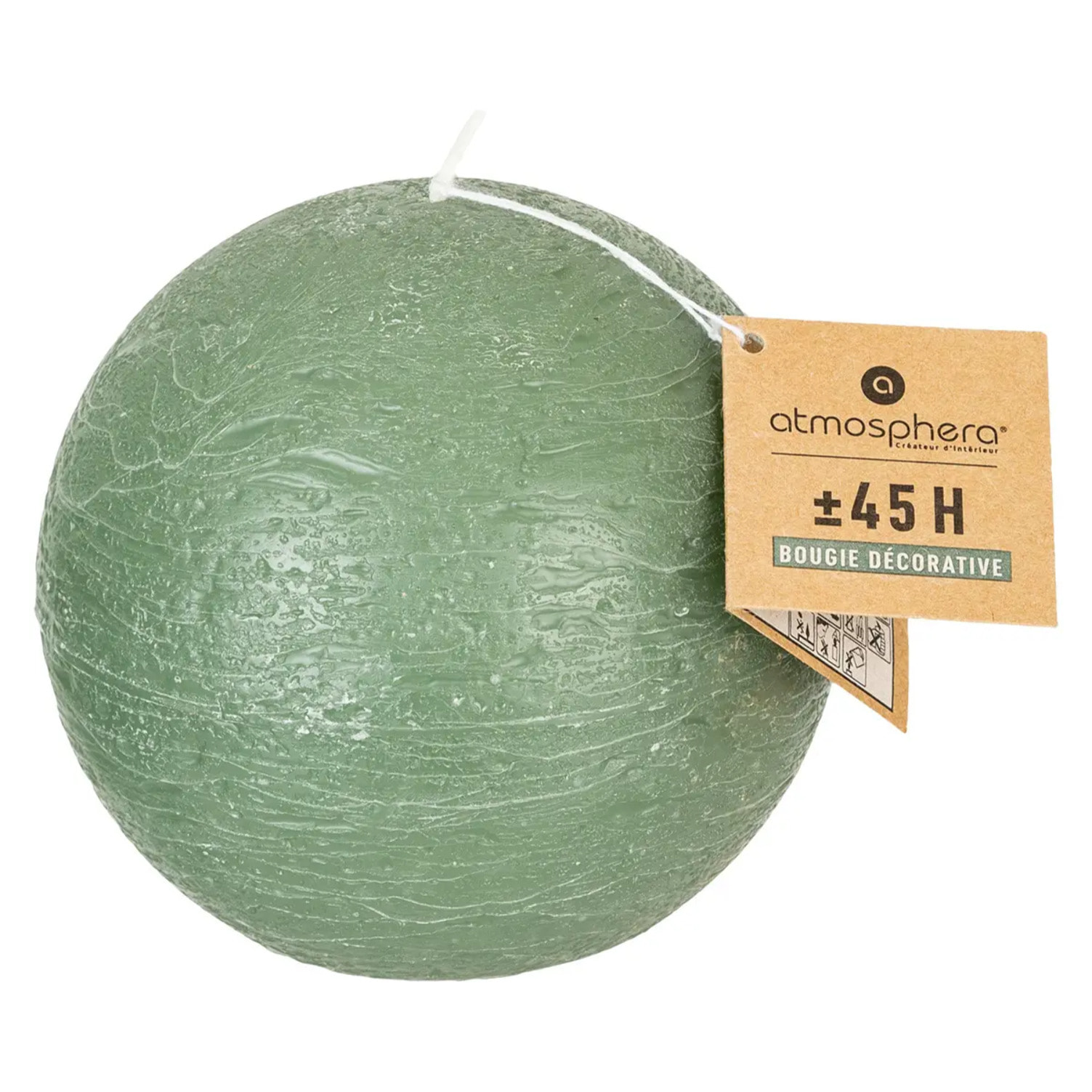 Bougie boule rustique - vert eucalyptus - 445g