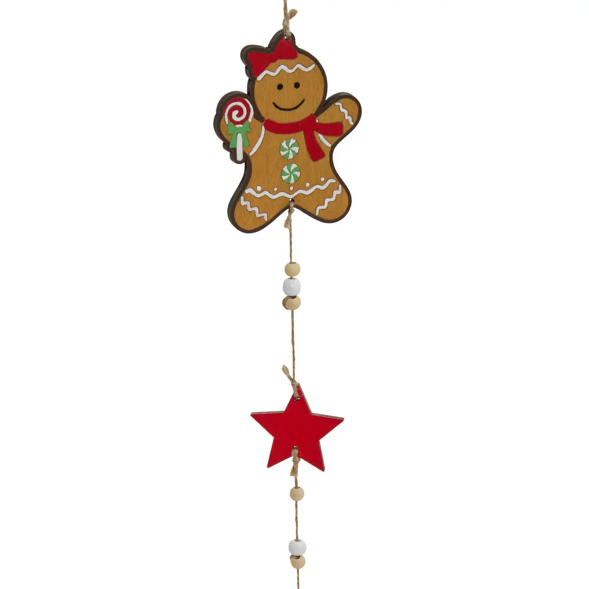 Guirlande pain d'épice l.1,8m bois assorti