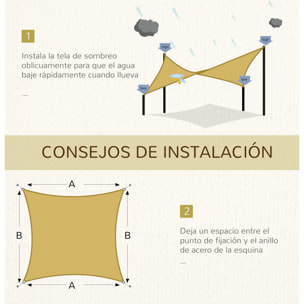 Toldo Vela de Sombra Rectangular 6x4 m Toldo de Terraza Protección Rayos UV para Exterior Patio Jardín Beige