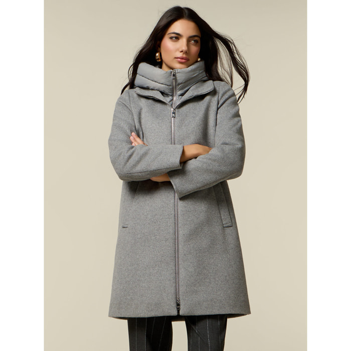 Oltre - Cappotto misto lana con inserti in nylon - Grigio