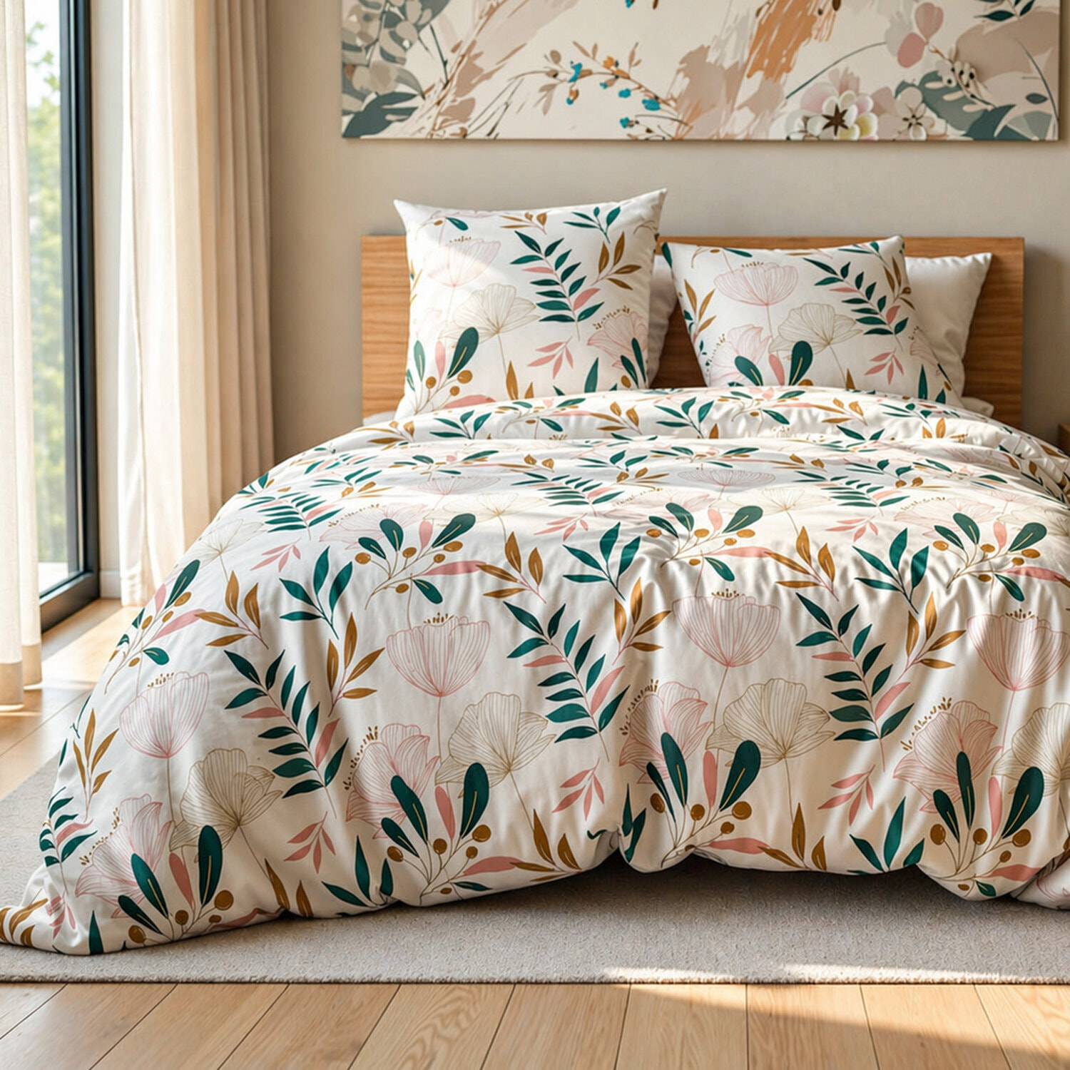 Parure housse de couette 100% microfibre motif floral - celia