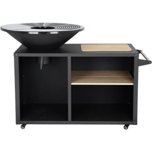 Barbecue plancha brasero à charbon et bois "Maréchal" - Ø 81 cm - Noir