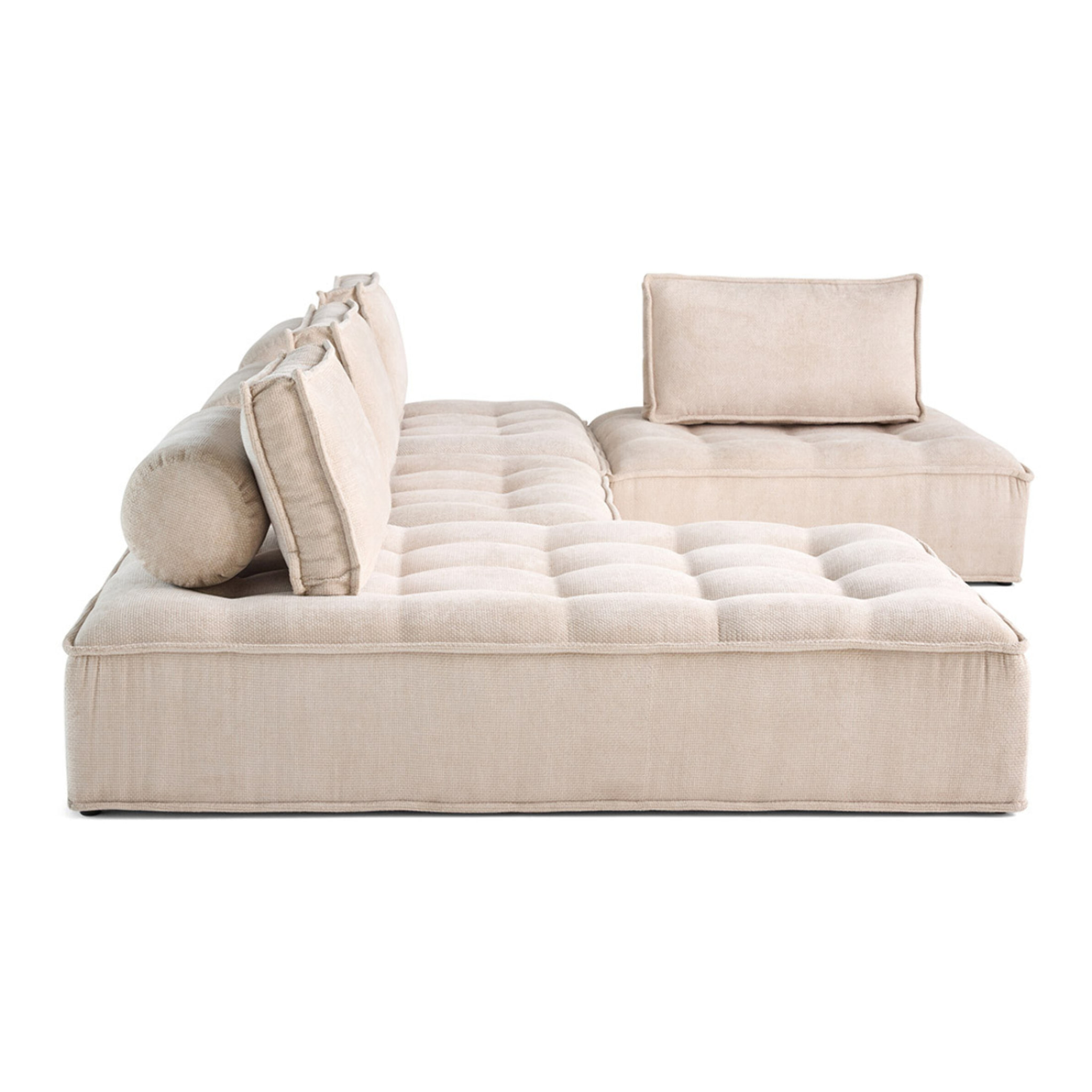 Marisol - canapé panoramique modulable 7 places - velours texturé - Beige