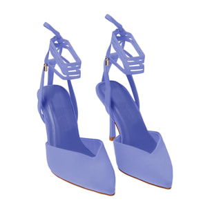 Décolleté slingback viola in tessuto, tacco 8,5 cm