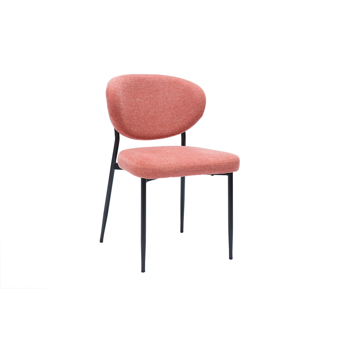 Chaises en tissu effet velours texturé terracotta et métal noir (lot de 2) BREKA