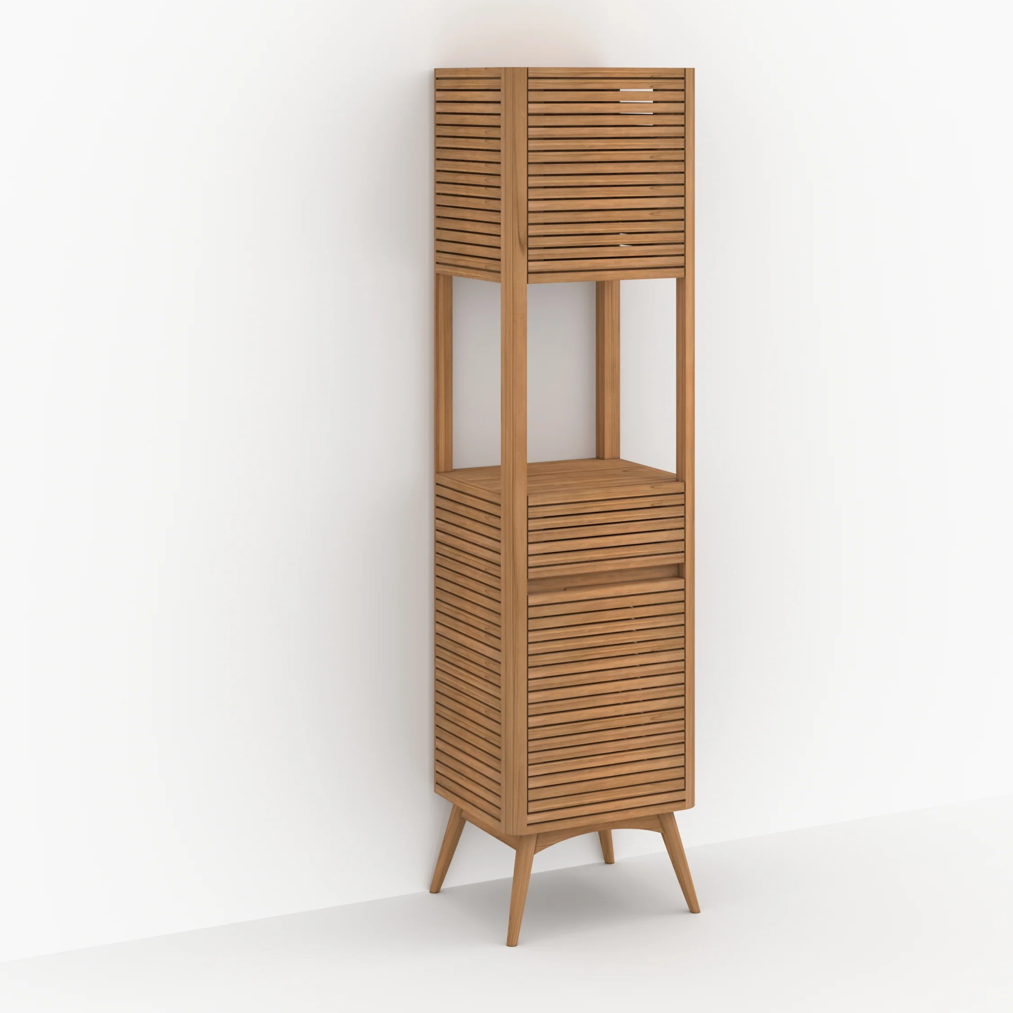 Colonne de salle de bain en bois de teck - Auguste