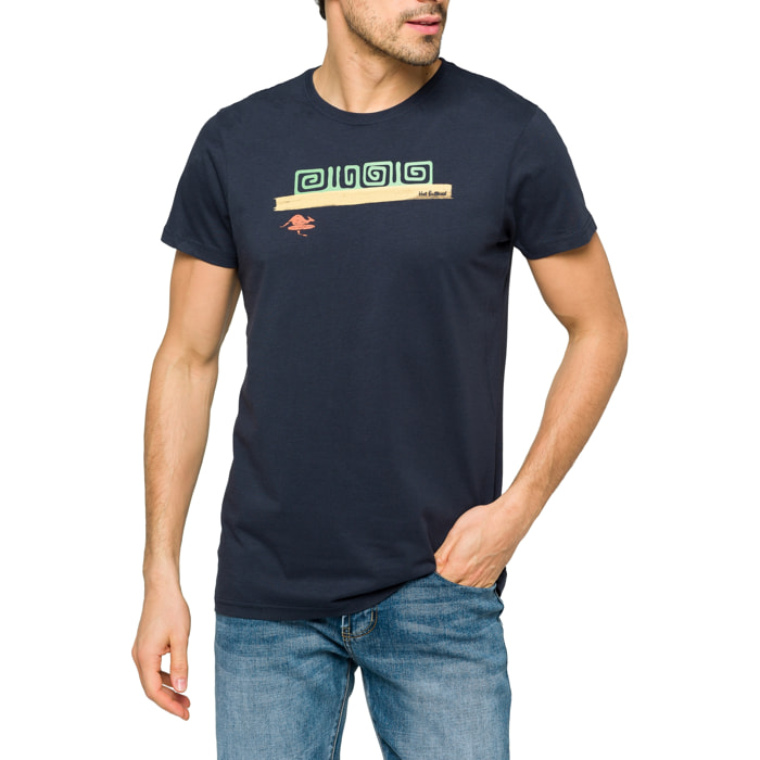 T-shirt in cotone 150 gr Hot Buttered Tikisurf Blu Navy.
