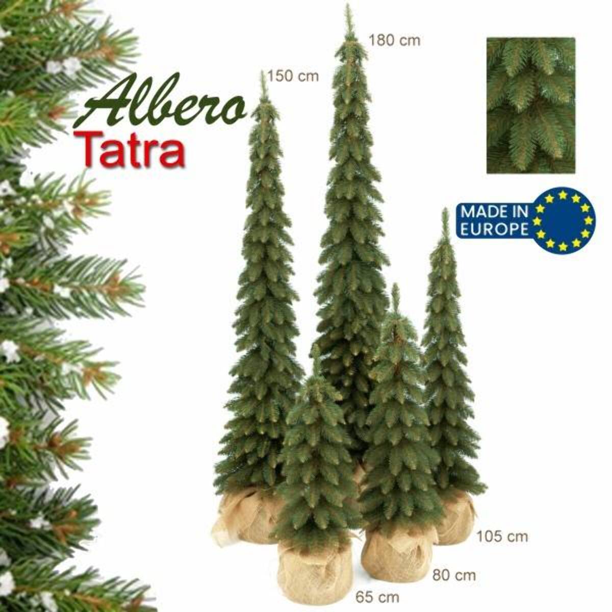 ALBERO 150Cm TATRA PVC 263 TIPS 42 Cm DIAM.Folto, Ignifugo, Effetto Realistico, Rami a Gancio, Materiale Resistente e Duraturo