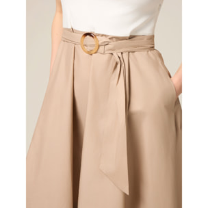Oltre - Vestido bicolor con cinturón - Beige