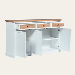 Buffet Louis -plaque en bois d'acacia et bois massif de mindi-couleur antique 160 x 95 x 45 cm