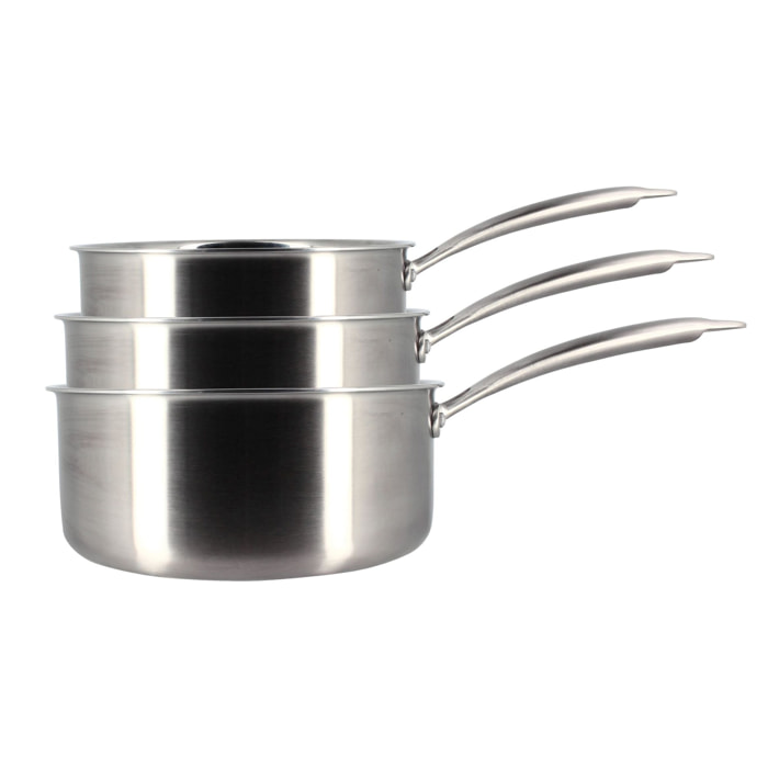 SET 3 CASSEROLES TRIPLY EN INOX - MADE IN FRANCE