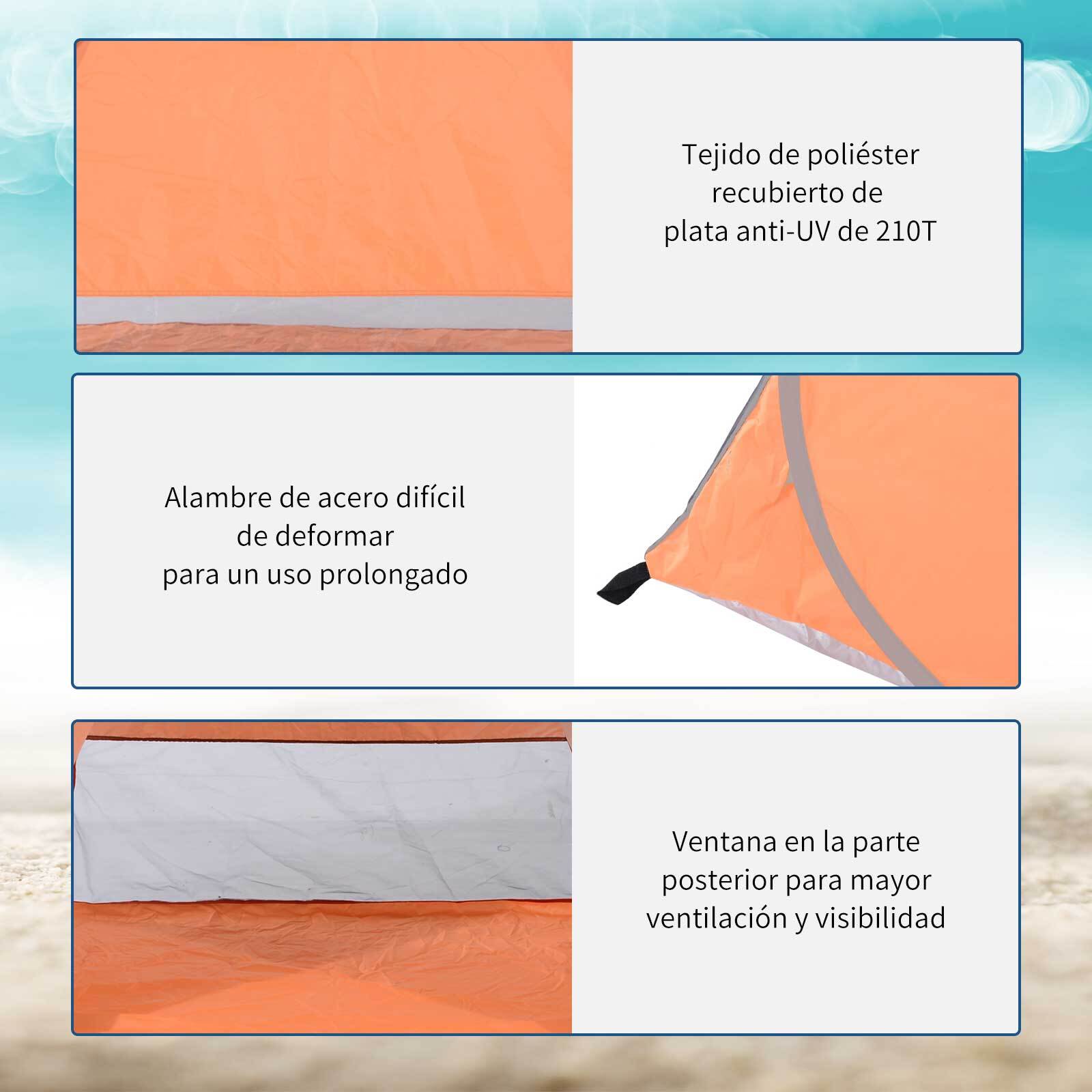 Tienda De Campaña Playa de Poliéster 200x150x115cm Naranja