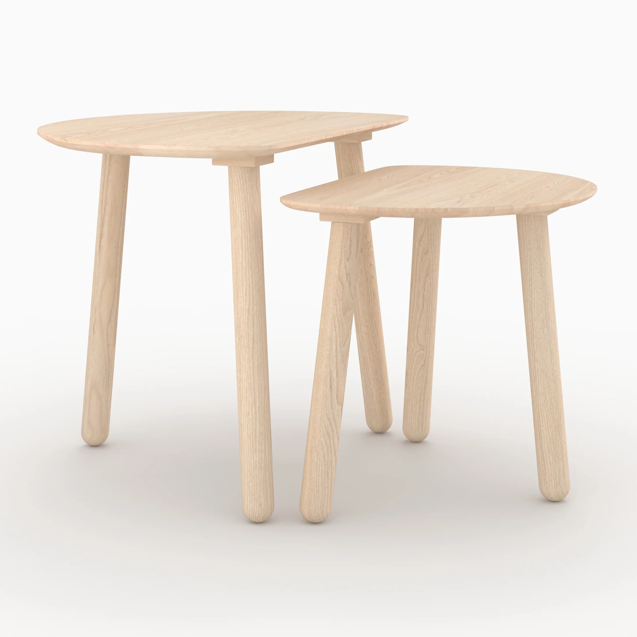 Tables gigognes en bois de frêne effet blanchi - Montaine