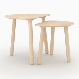 Tables gigognes en bois de frêne effet blanchi - Montaine