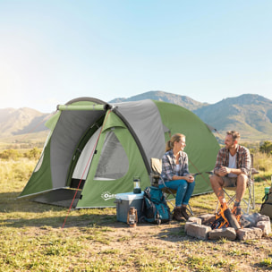 Tente de camping 2-4 personnes - tente dôme familiale imperméable - sac de transport inclus vert