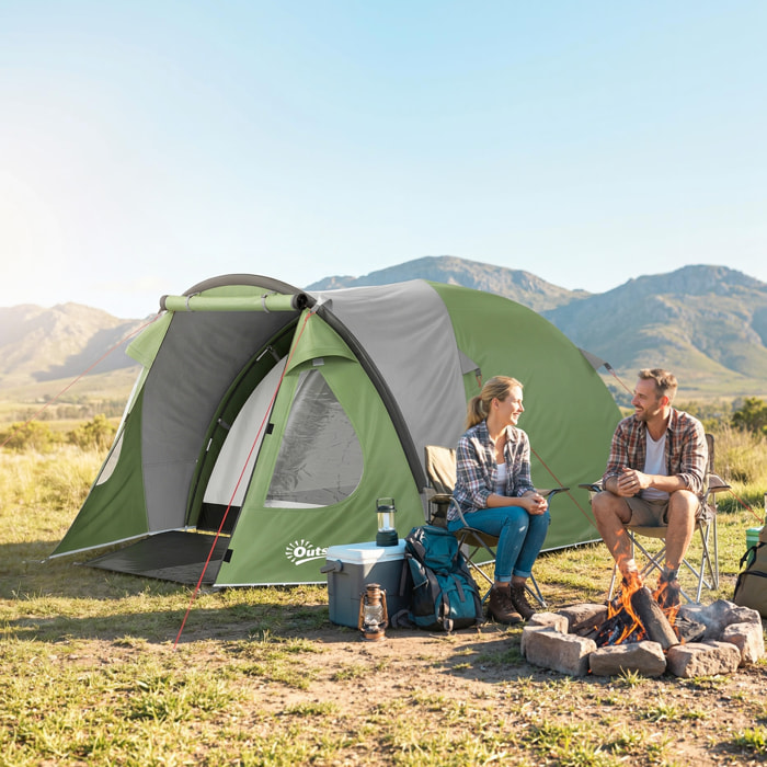 Tente de camping 2-4 personnes - tente dôme familiale imperméable - sac de transport inclus vert