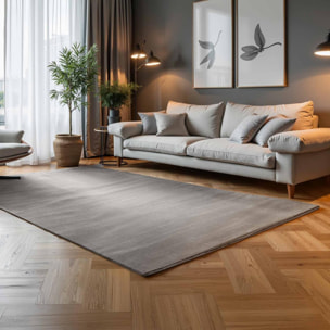 Tapis salon faux uni, poils ras, design épuré, orqo, confort