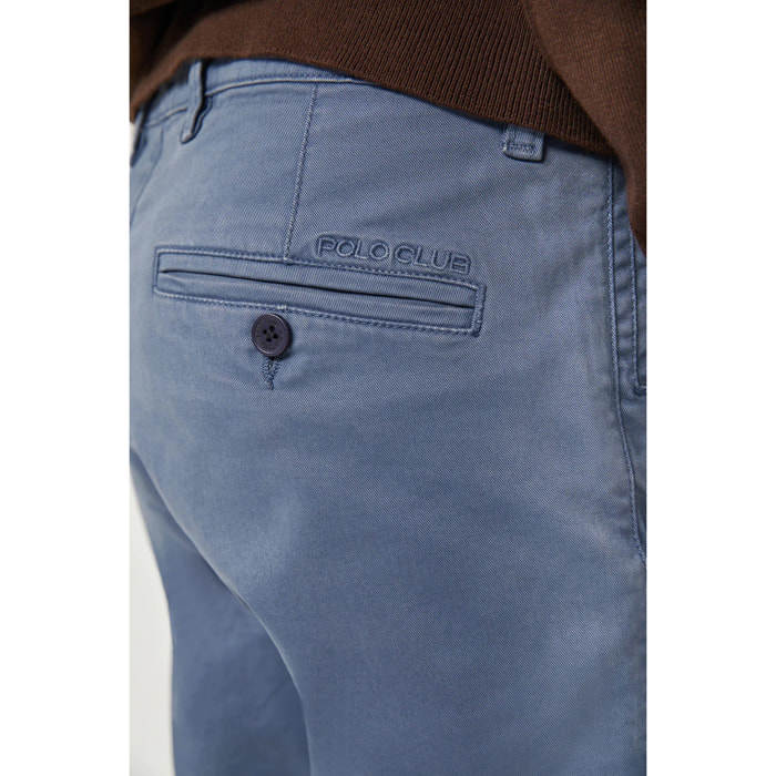 Pantaloni casual blu denim slim con logo Polo Club sulla tasca posteriore