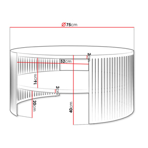 Cruz - table basse ronde - blanc et doré - 1 niche - 75 cm - Blanc / Doré