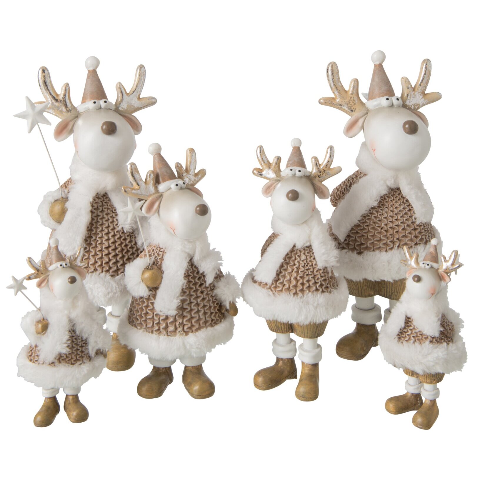 J-Line Renne habits d’hiver - polyrésine - blanc/beige - large - assortiment de 2