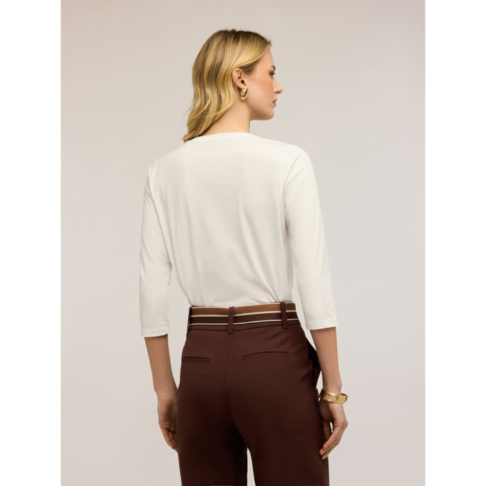 Motivi - Camiseta bimatérica - Blanco