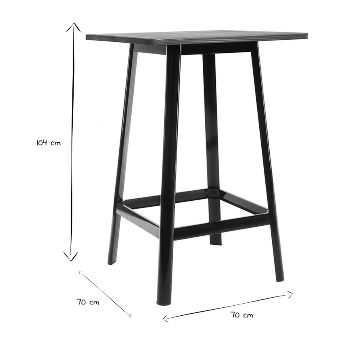 Table de bar design noire L70 cm JONES
