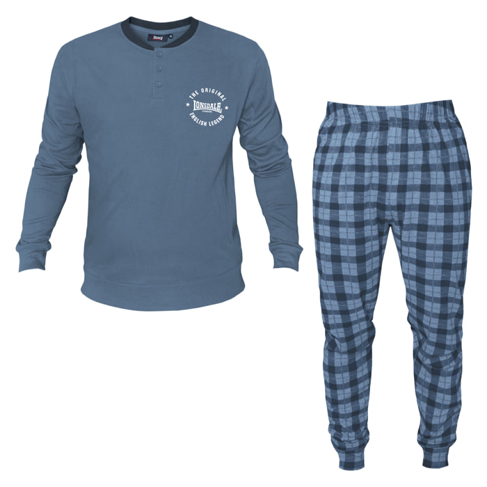 Pigiama Uomo LONSDALE Caldo Cotone Interlock Manica Lunga